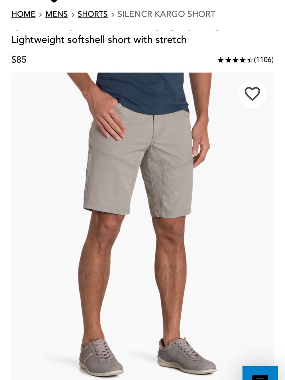 Kuhl Men’s Silencr Kargo Shorts in Light Gray